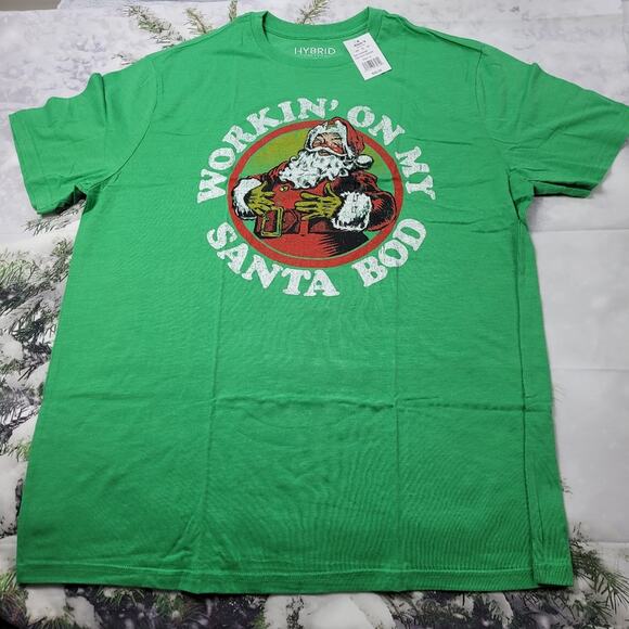 NWT Working on My Santa Bod Green T-shirt size LT (Tall) - Picture 1 of 7